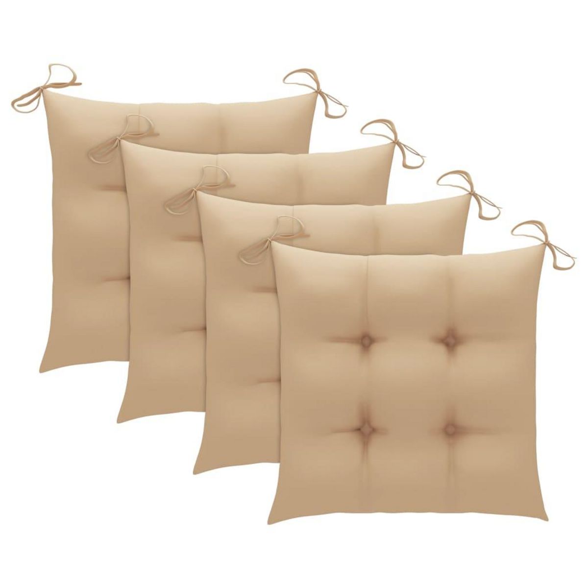 VIDAXL Chaises de jardin et coussins beige lot de 4 Bois teck massif