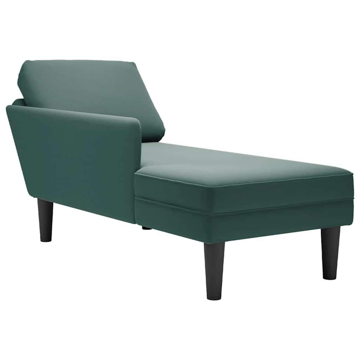 VIDAXL Fauteuil long et coussin et accoudoir droit vert fonce velours
