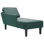 VIDAXL Fauteuil long et coussin et accoudoir droit vert fonce velours