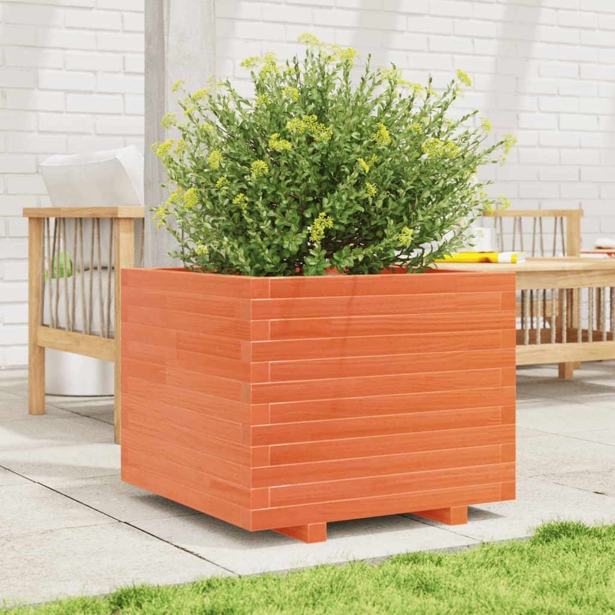 Voir la diapositive 3 : VIDAXL Jardiniere cire marron 60x60x49,5 cm bois de pin massif