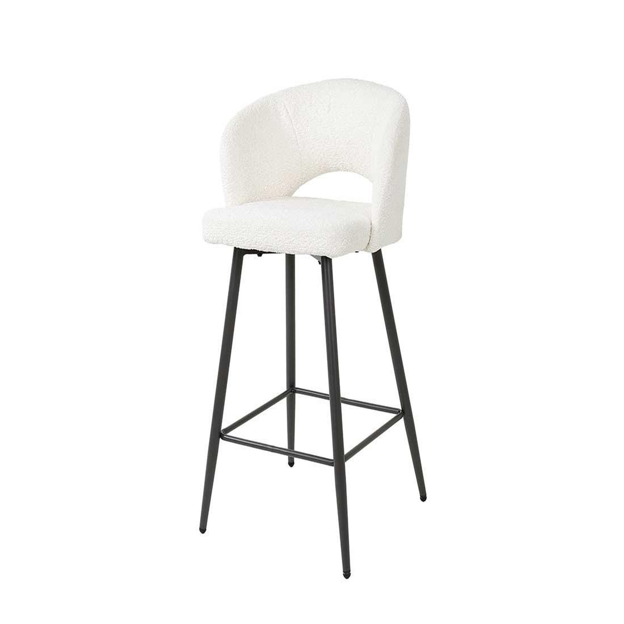Voir la diapositive 2 : LISA DESIGN Pattaya - lot de 2 tabourets de bar - en tissu bouclette blanc