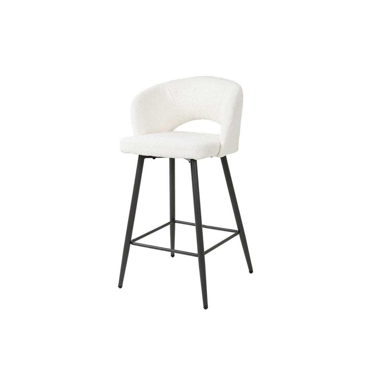 LISA DESIGN Pattaya - lot de 2 tabourets de bar - en tissu bouclette blanc