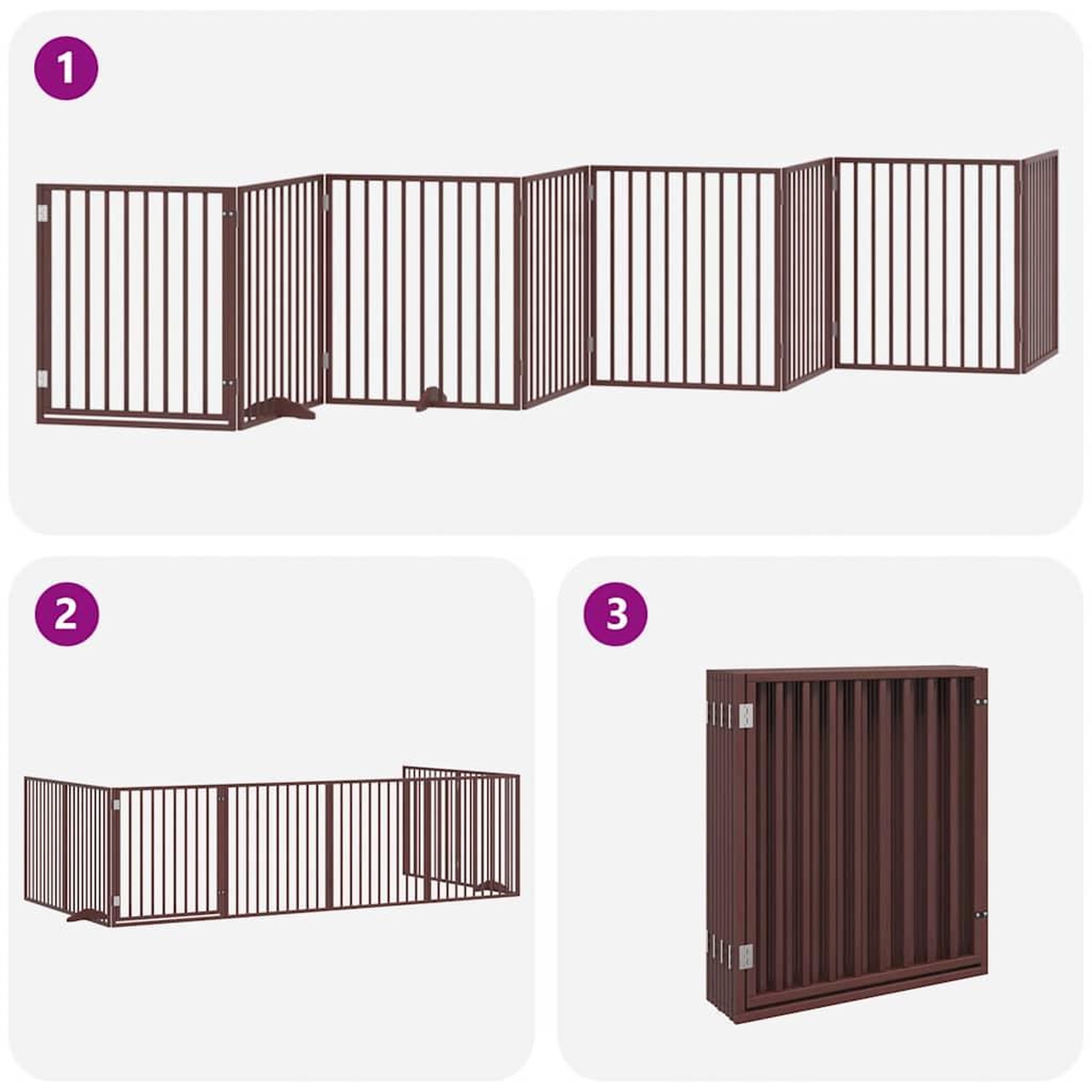Voir la diapositive 5 : VIDAXL Barriere pour chien porte pliable 8 panneaux bois de peuplier