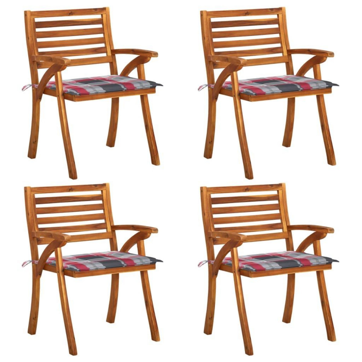 VIDAXL Chaises de jardin avec coussins lot de 4 Bois de teck solide
