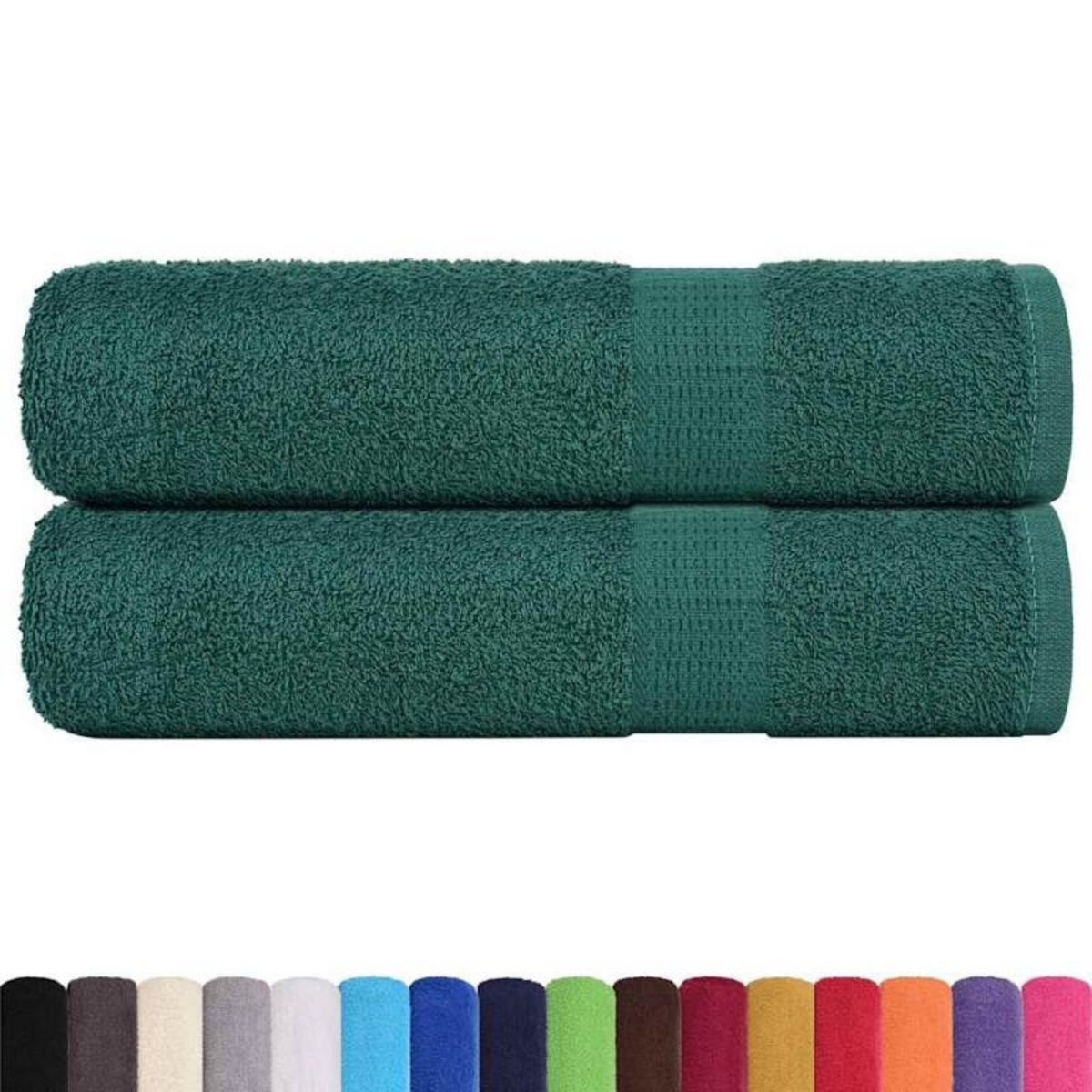 VIDAXL Serviettes de bain 2 pcs vert 100x150 cm 360 g m² 100% coton