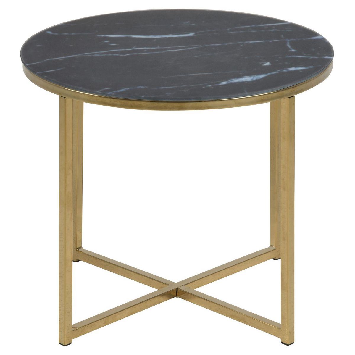 TOILINUX Table d'appoint Alysé ronde en verre et métal