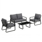 OUTSUNNY Salon de jardin design noir 4 places 4 pièces épais coussins déhoussables
