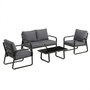 Voir la diapositive 1 : OUTSUNNY Salon de jardin design noir 4 places 4 pièces épais coussins déhoussables