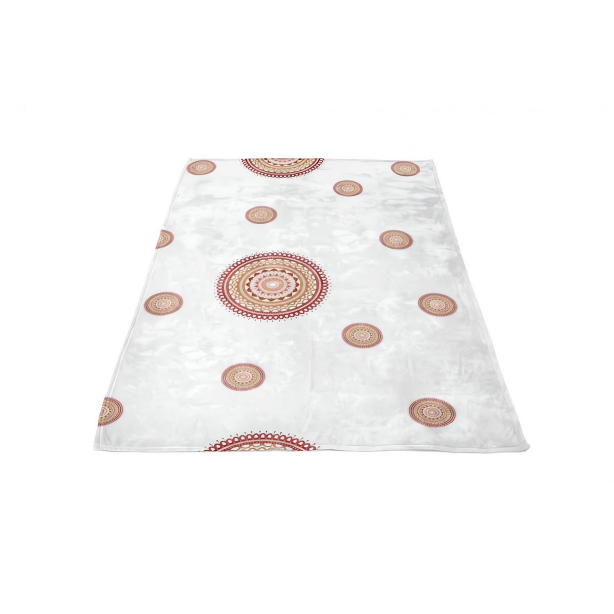 SOLEIL D'OCRE Plaid polaire microfibre imprimé 110x170 cm MANDALA corail, par Soleil d'ocre