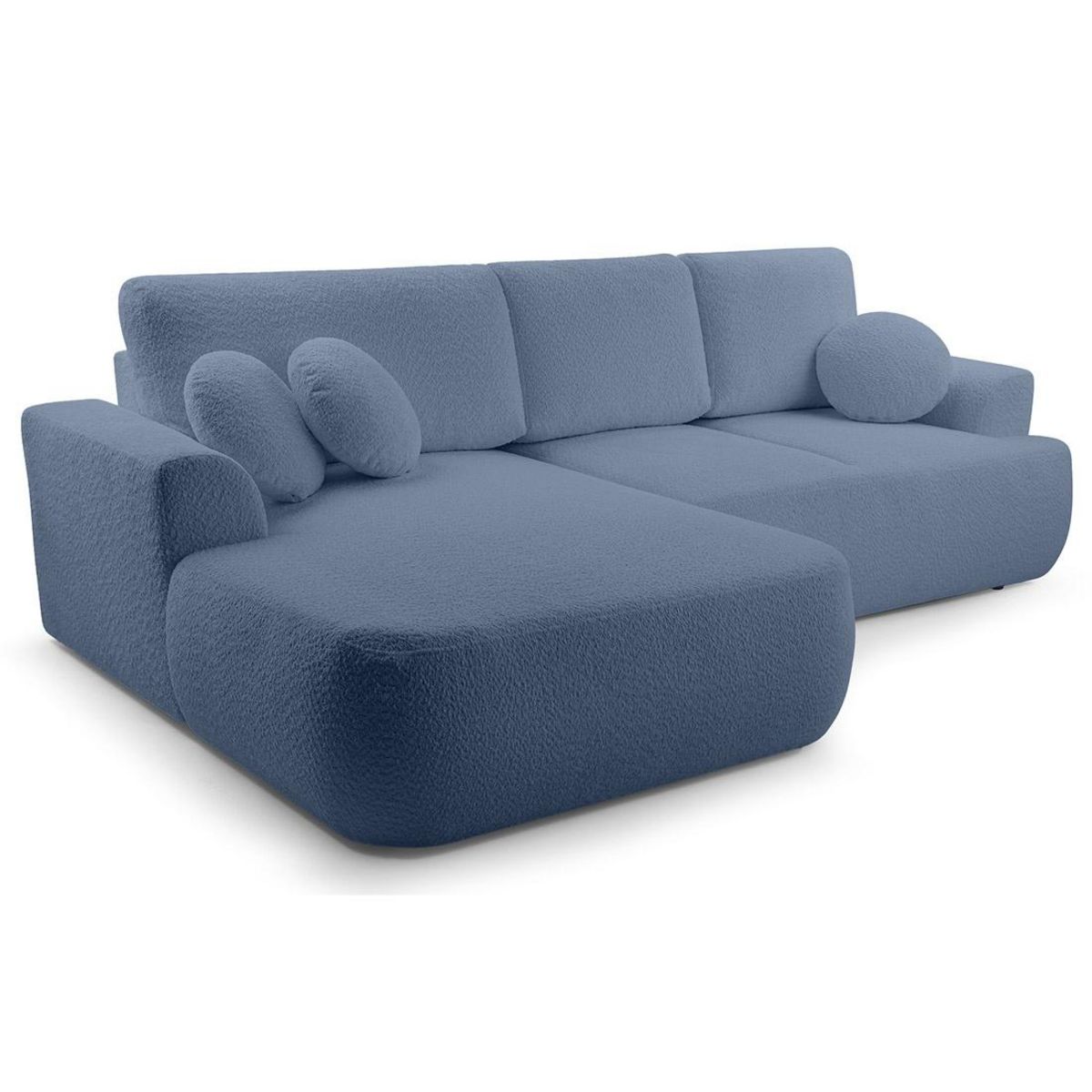 BEST MOBILIER Candela - canapé d'angle gauche 4 places - convertible avec coffre - en tissu bouclette