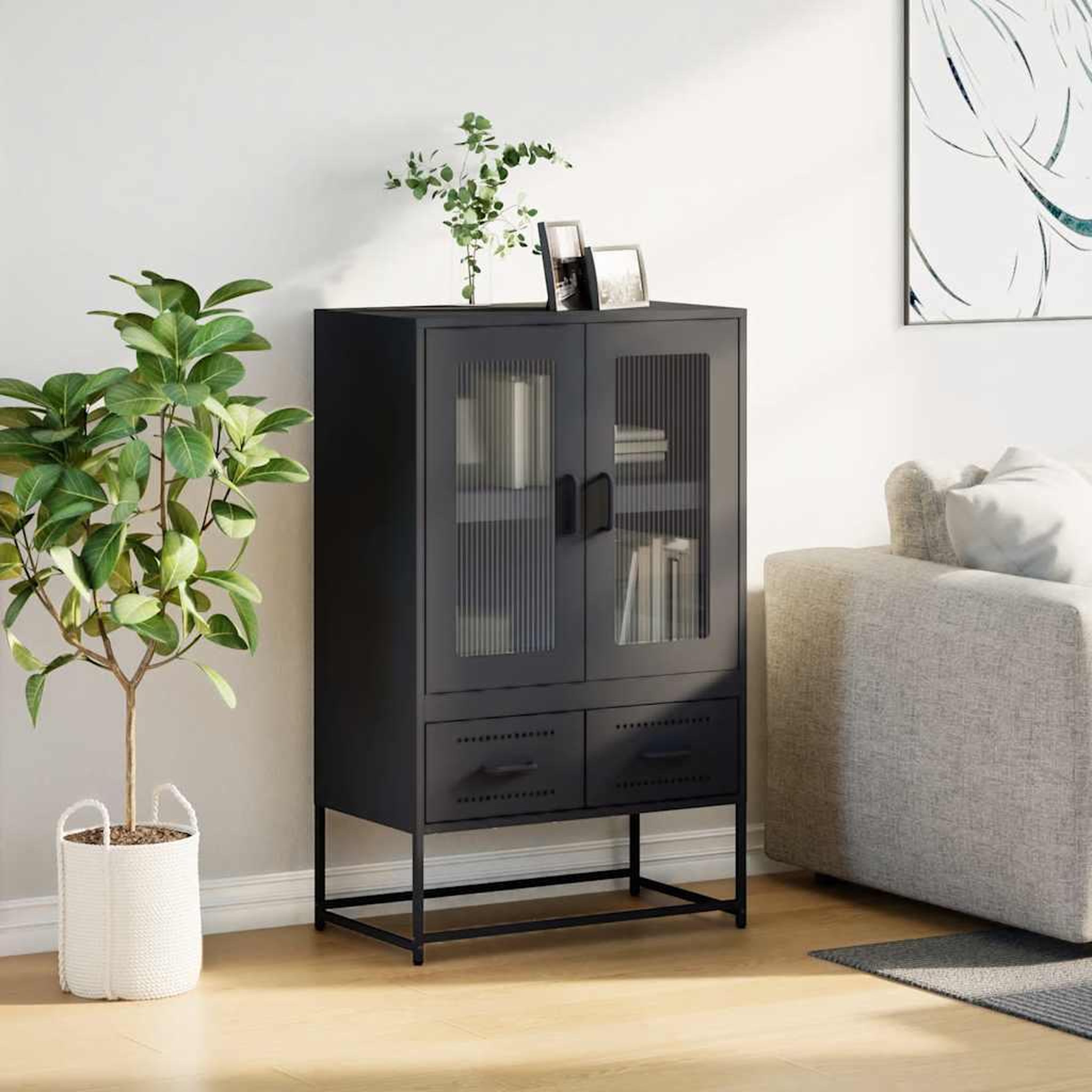 Voir la diapositive 3 : VIDAXL Buffet haut noir 68x39x111,5 cm acier