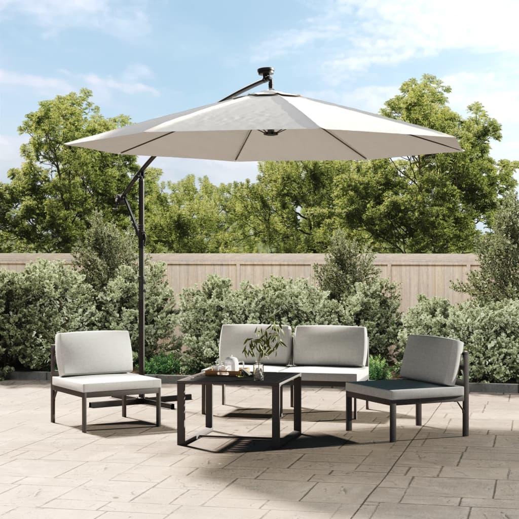 VIDAXL Tissu de remplacement pour parasol deporte Blanc sable 350 cm