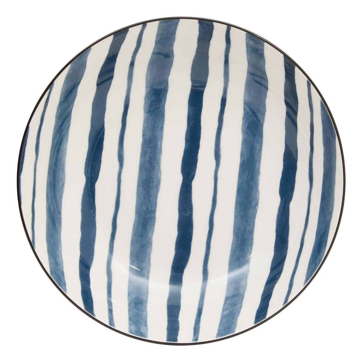 SECRET DE GOURMET Lot de 6 Assiettes Creuses  Umami Rayure  20cm Bleu
