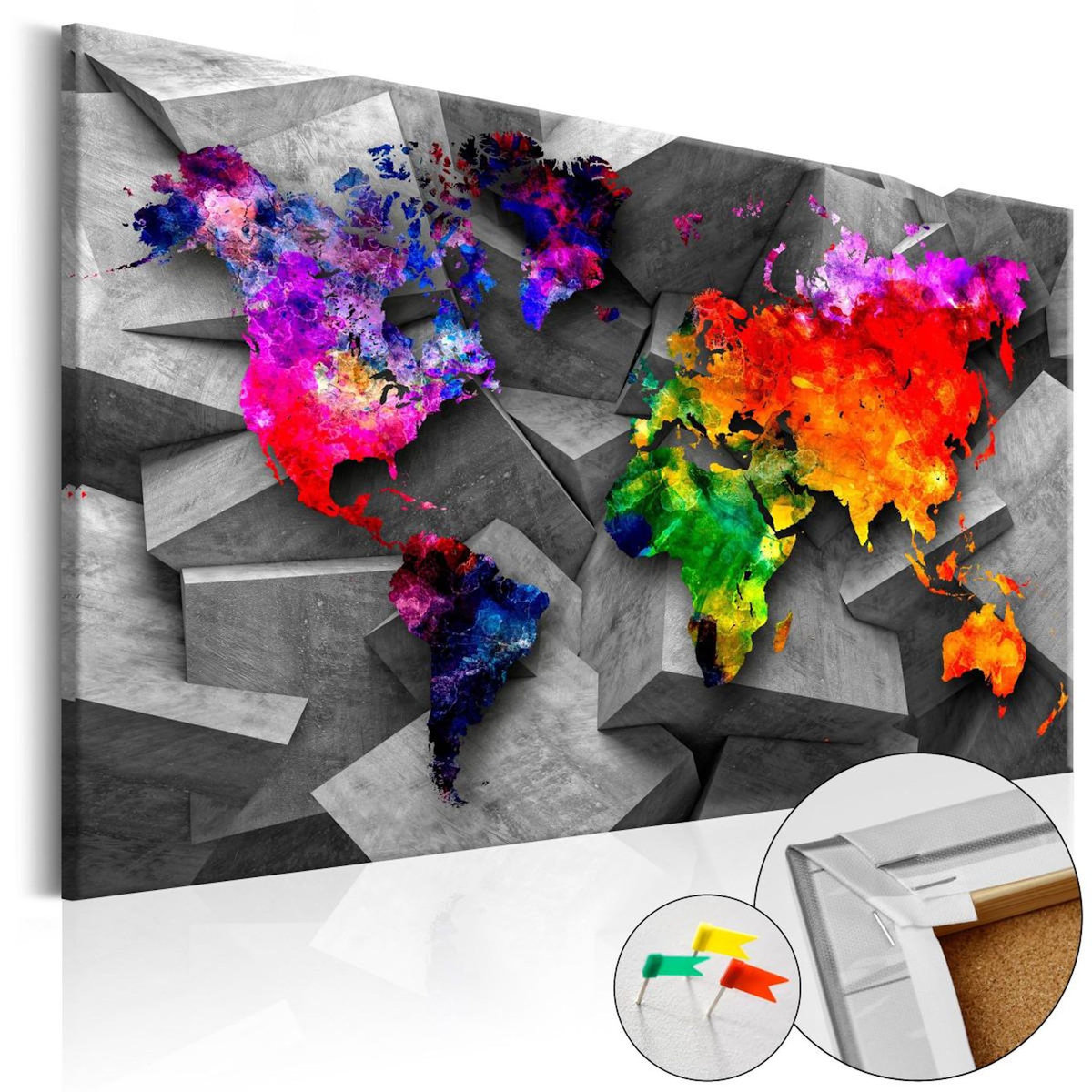Paris Prix Tableau en Liège  Carte du Monde - Cubic World