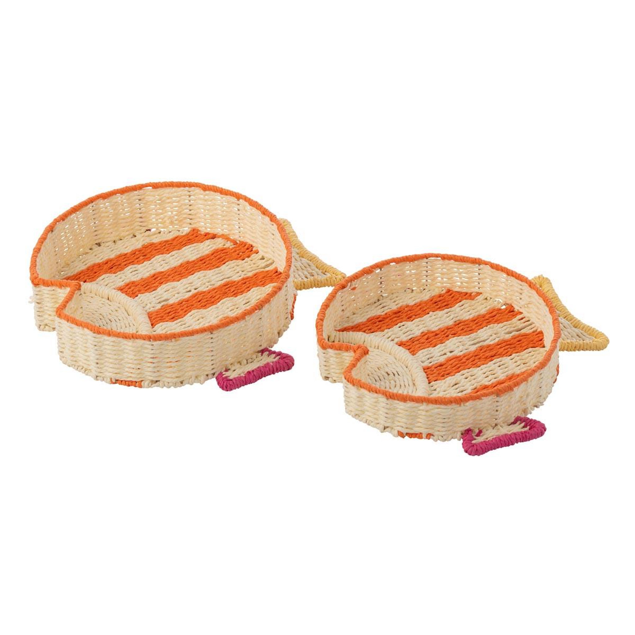 J-LINE Lot de 2 plateaux déco  poissons  43cm multicolore