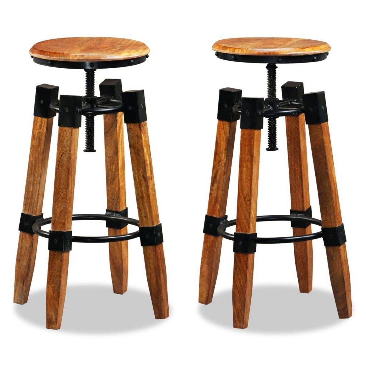 VIDAXL Tabourets de bar lot de 2 bois de manguier massif