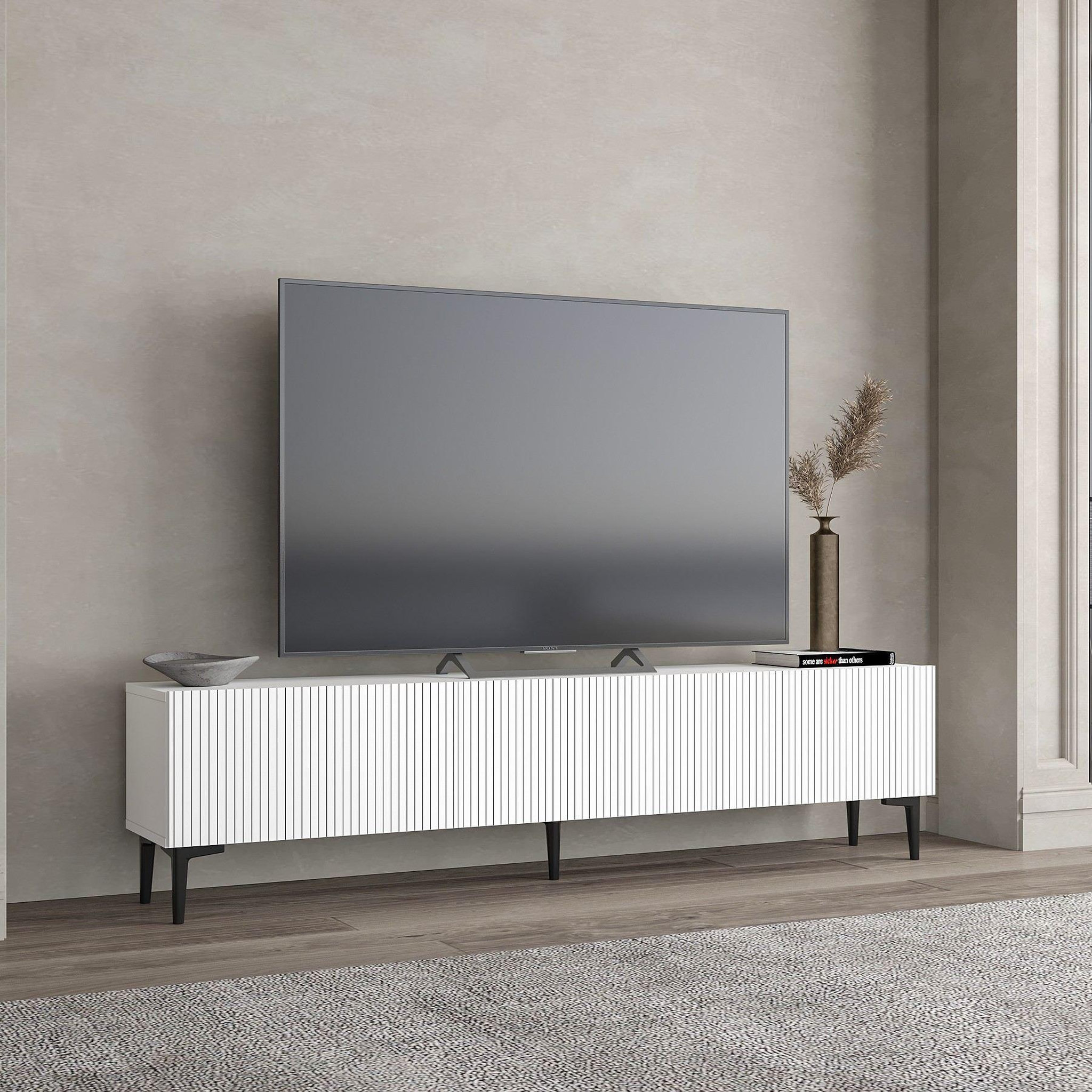 Voir la diapositive 4 : Habitat et Jardin Meuble tv en bois  oscar  - 180 x 31 x 45 cm - blanc