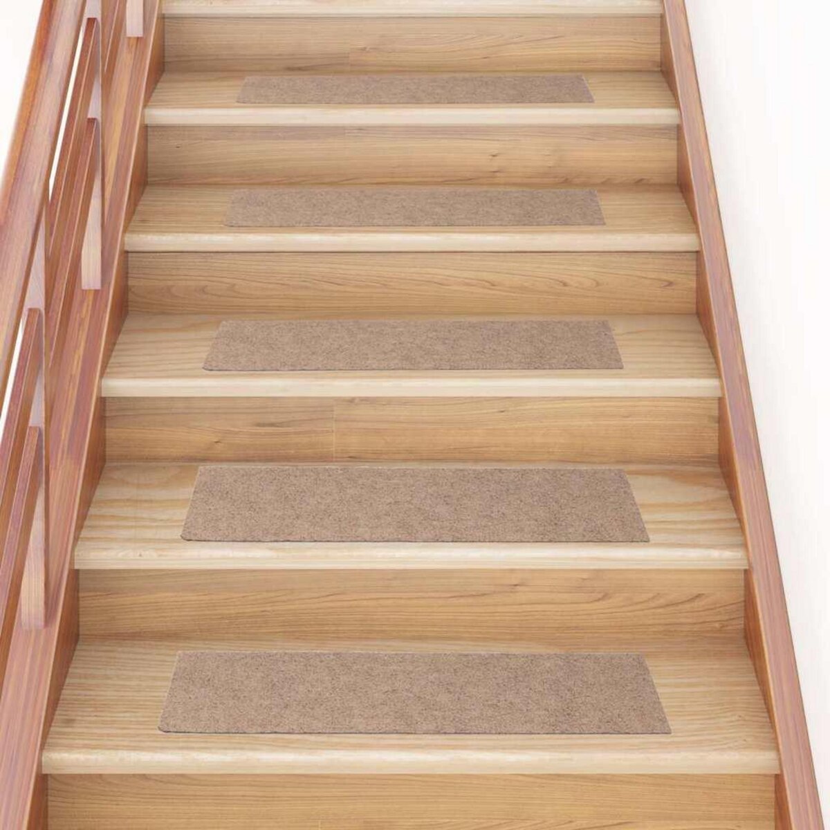 VIDAXL Tapis d'escalier auto-adhesifs 30 pcs marron clair 76x20 cm