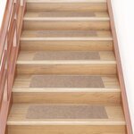 VIDAXL Tapis d'escalier auto-adhesifs 30 pcs marron clair 76x20 cm