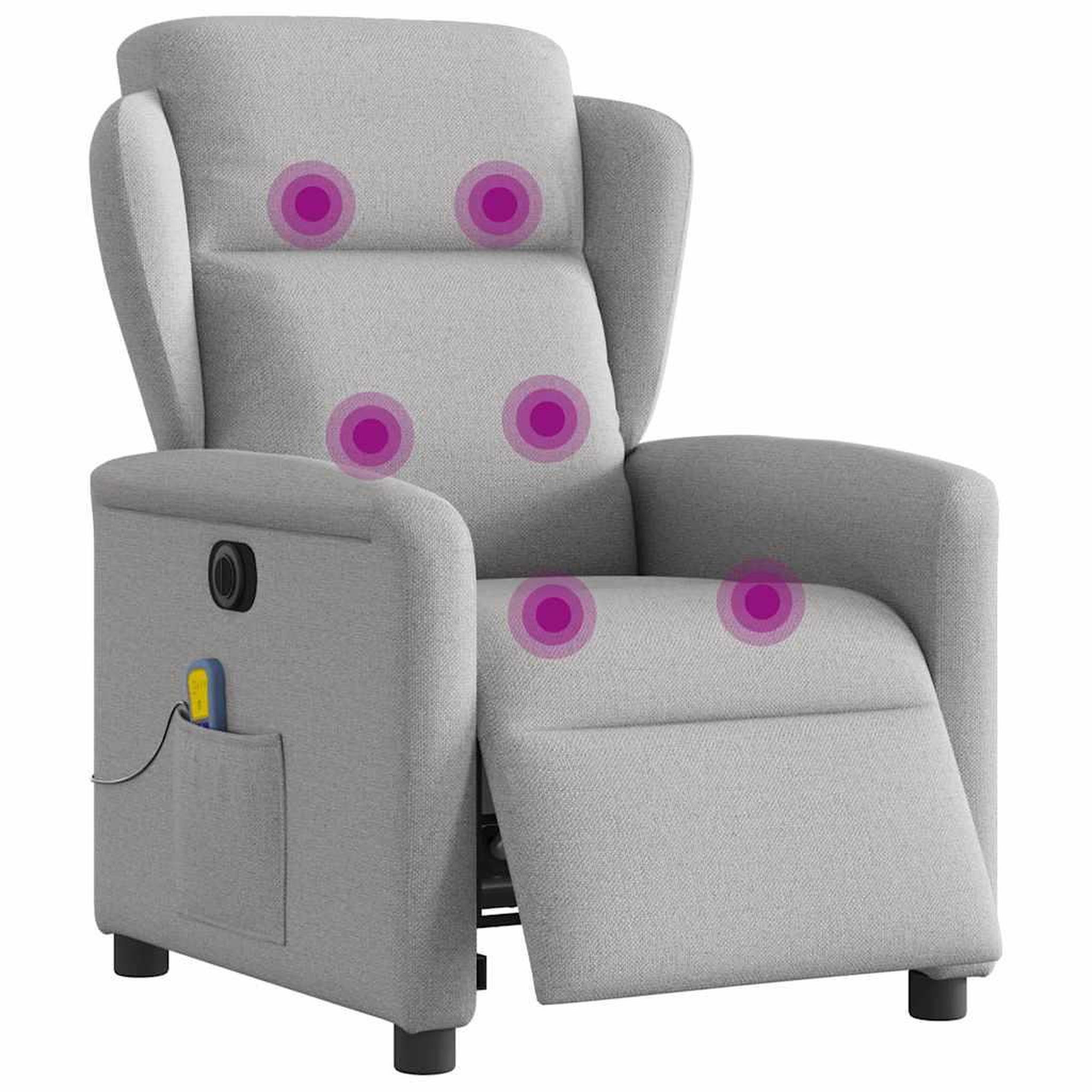Voir la diapositive 3 : VIDAXL Fauteuil de massage inclinable electrique gris nuage tissu