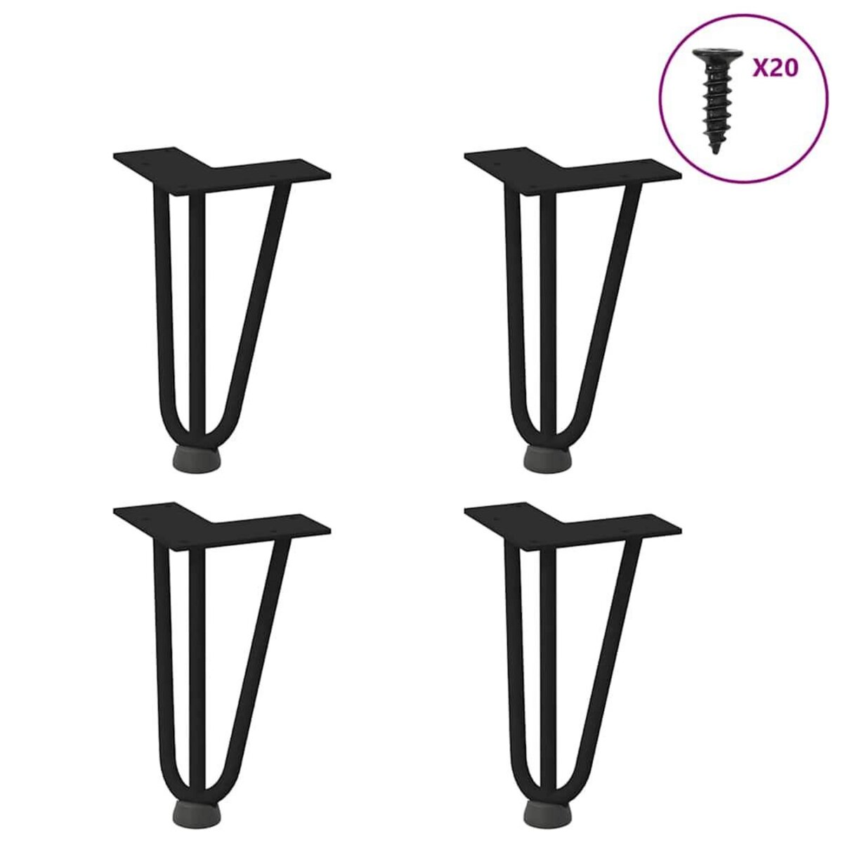 VIDAXL Pieds de table en forme d'epingle a cheveux 4 pcs noir 20 cm