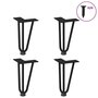 Voir la diapositive 1 : VIDAXL Pieds de table en forme d'epingle a cheveux 4 pcs noir 20 cm