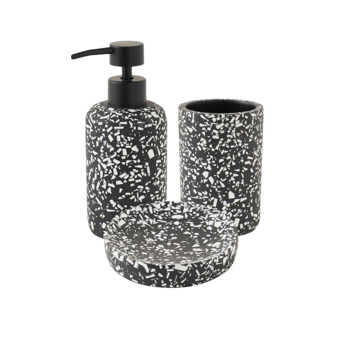 GUY LEVASSEUR Set salle de bain terrazzo 3 pièces polyrésine noir