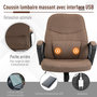 Voir la diapositive 4 : VINSETTO Vinsetto Chaise de bureau fauteuil bureau massant pivotant hauteur réglable tissu lin marron