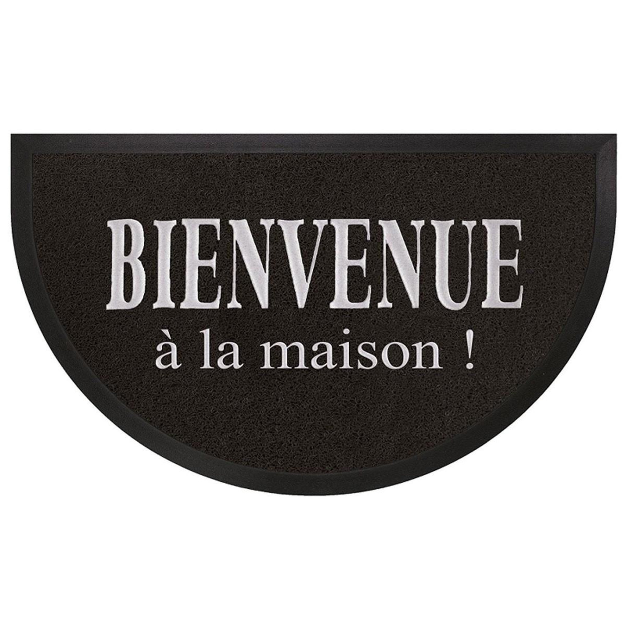 Douceur d'Intérieur Tapis d'Entrée Demi-Lune  Maison  45x75cm Noir & Gris