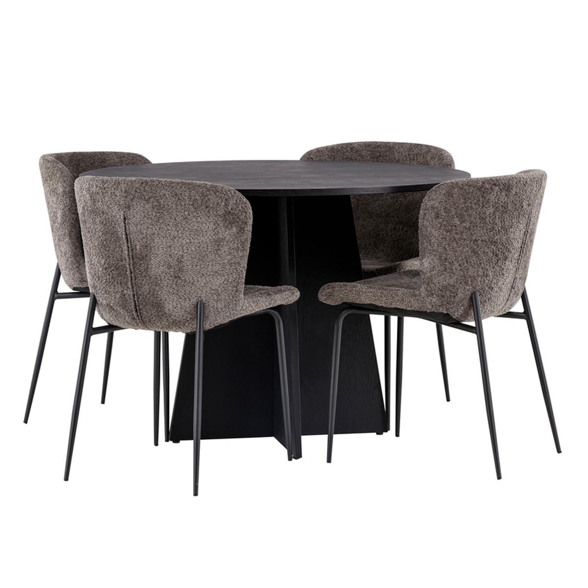 Paris Prix Ensemble table à manger & 4 chaises  bootcut & modesto  110cm noir & marron