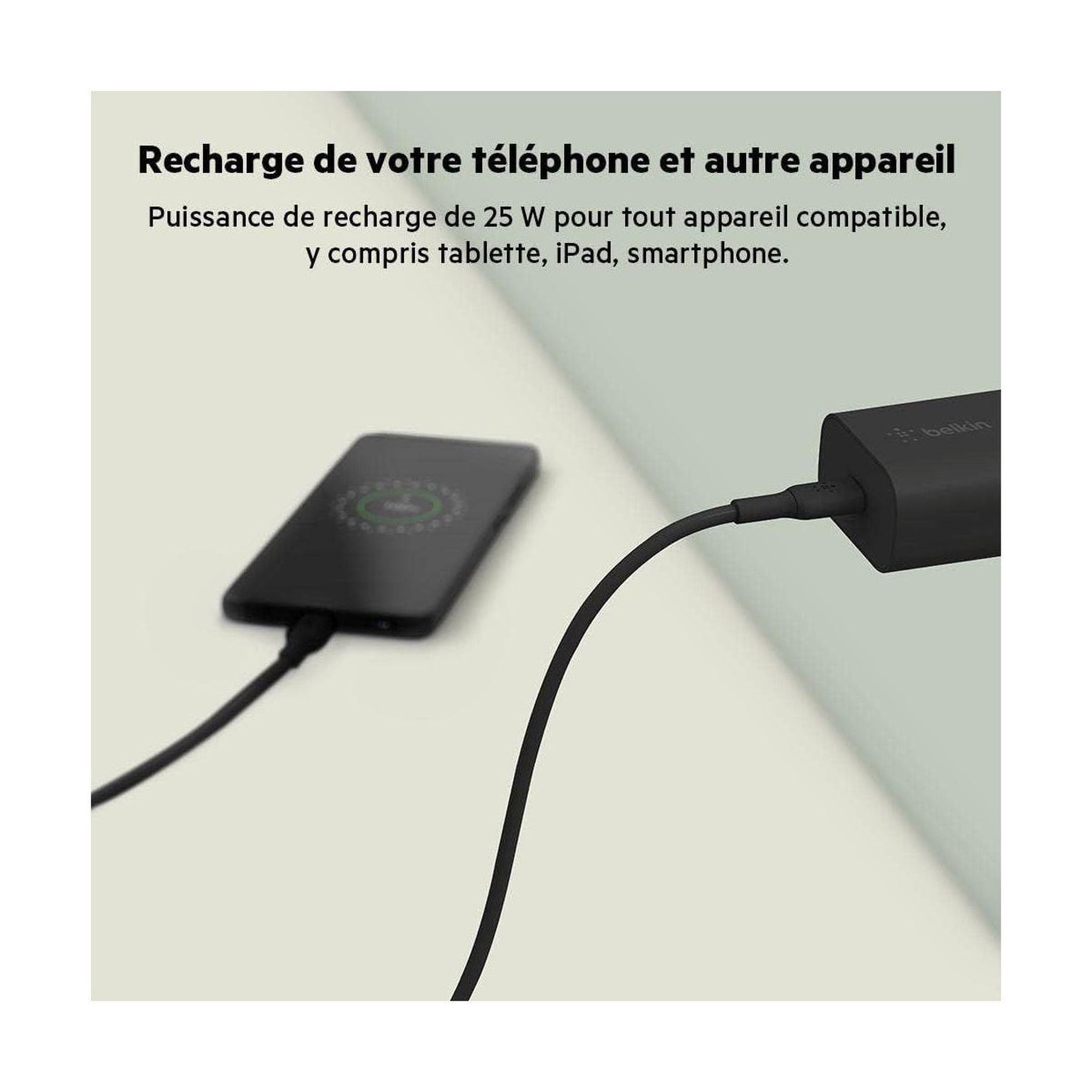 Voir la diapositive 4 : Belkin Chargeur USB-C 25W Noir