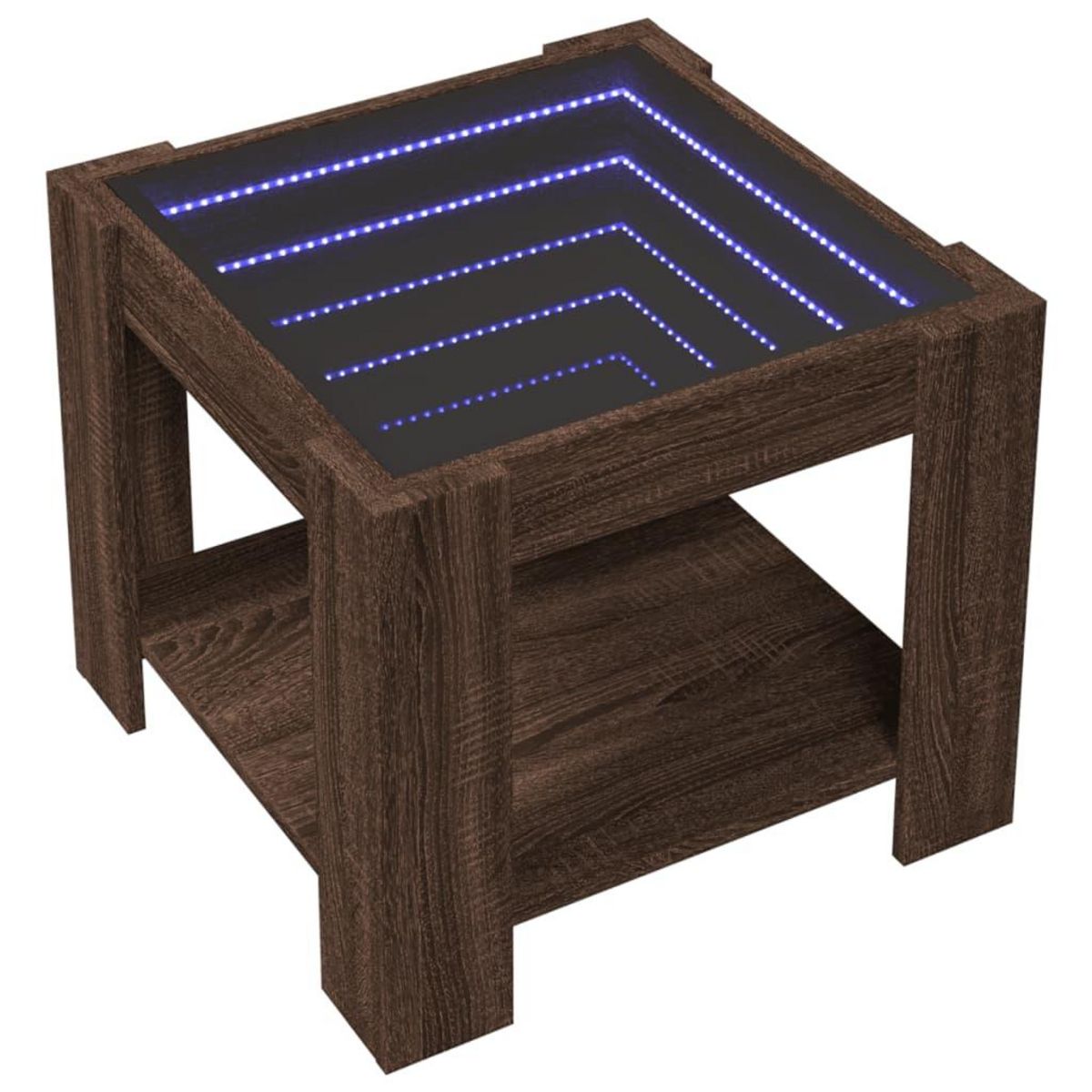 VIDAXL Table basse avec LED chene marron 53x53x45 cm bois d'ingenierie