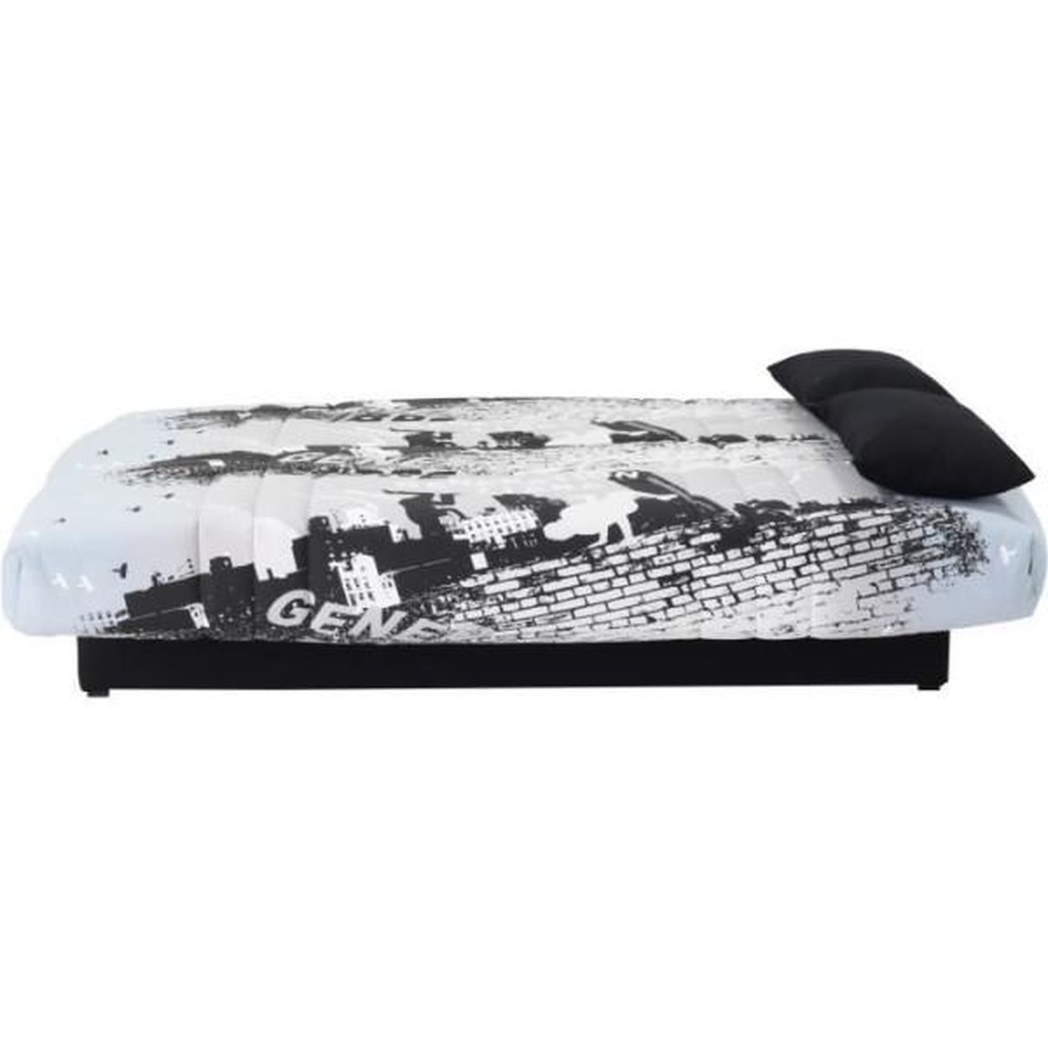 Voir la diapositive 4 : MARKET24 Clic clac 3 places DREAM - Tissu 100% Coton imprimé Parkour gris - Couchage 125x190 cm - L190 x P92 x H96 cm