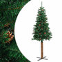 Voir la diapositive 2 : VIDAXL Sapin de Noël mince avec bois veritable et cones vert 180cm PVC