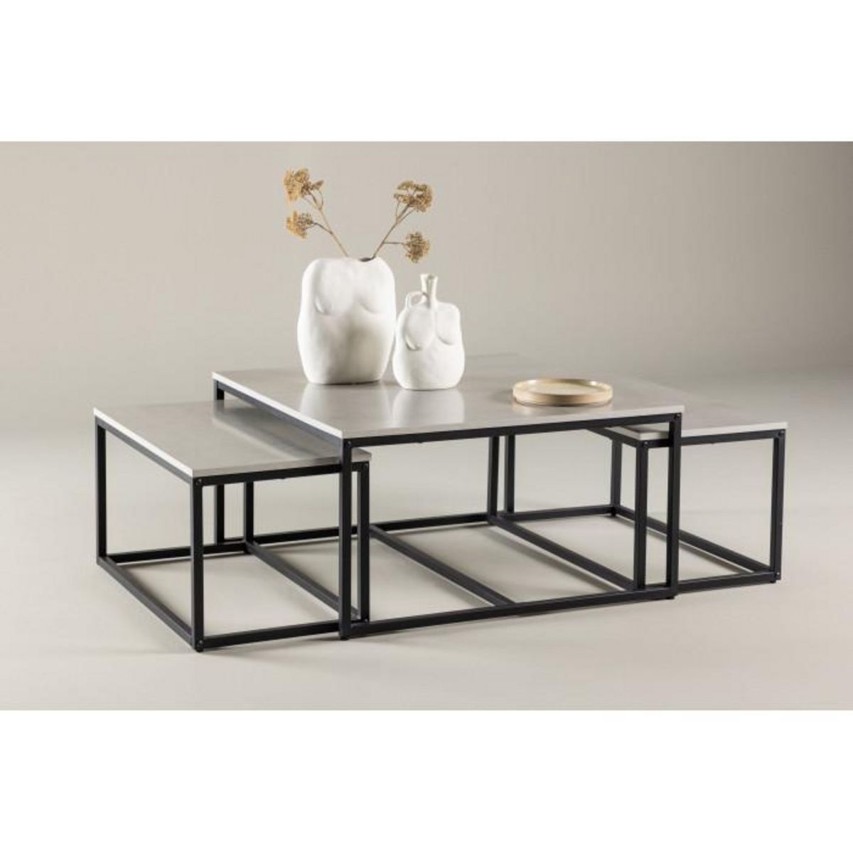 Paris Prix Lot de 3 Tables Basses Gigognes  Solna  80cm Gris