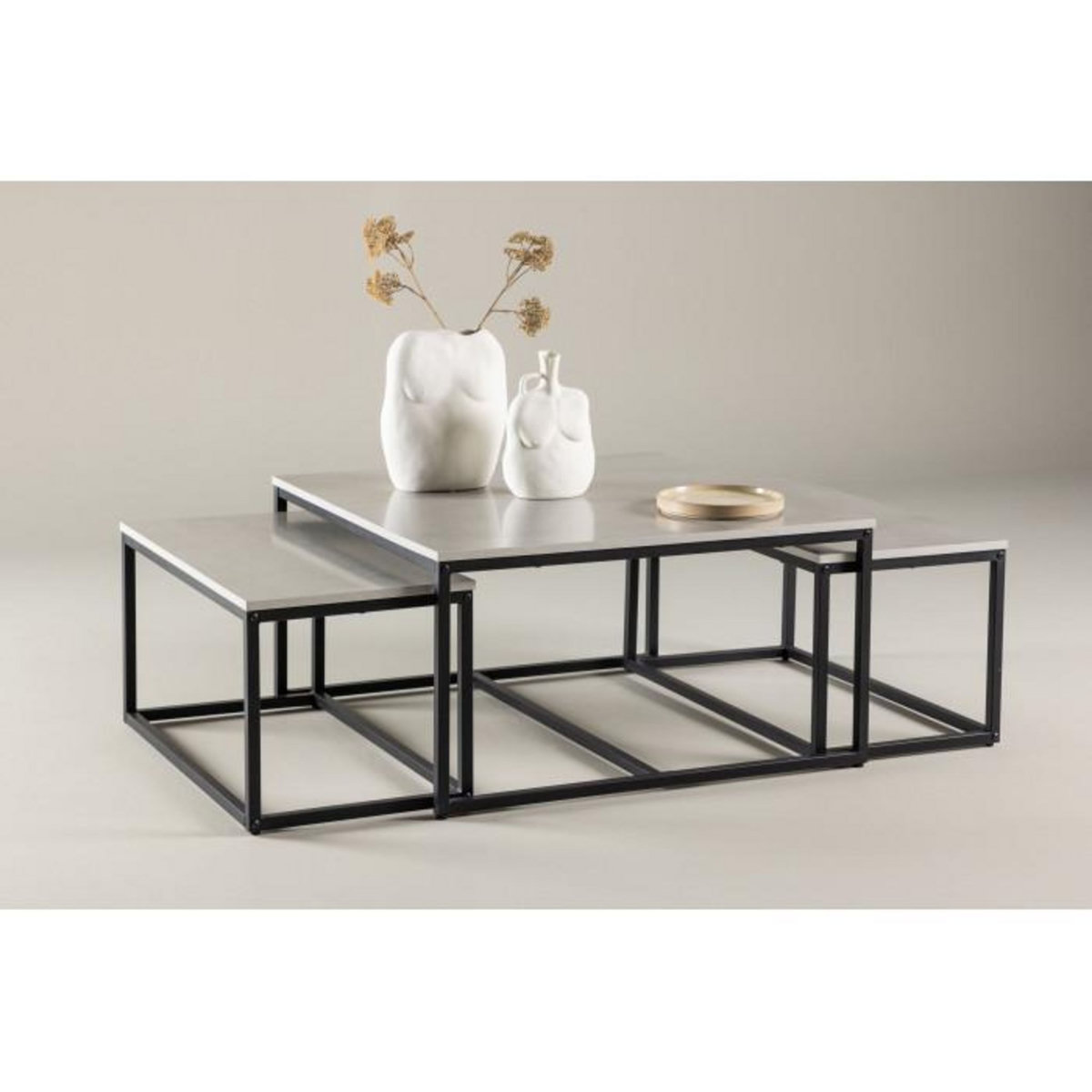 Paris Prix Lot de 3 Tables Basses Gigognes  Solna  80cm Gris