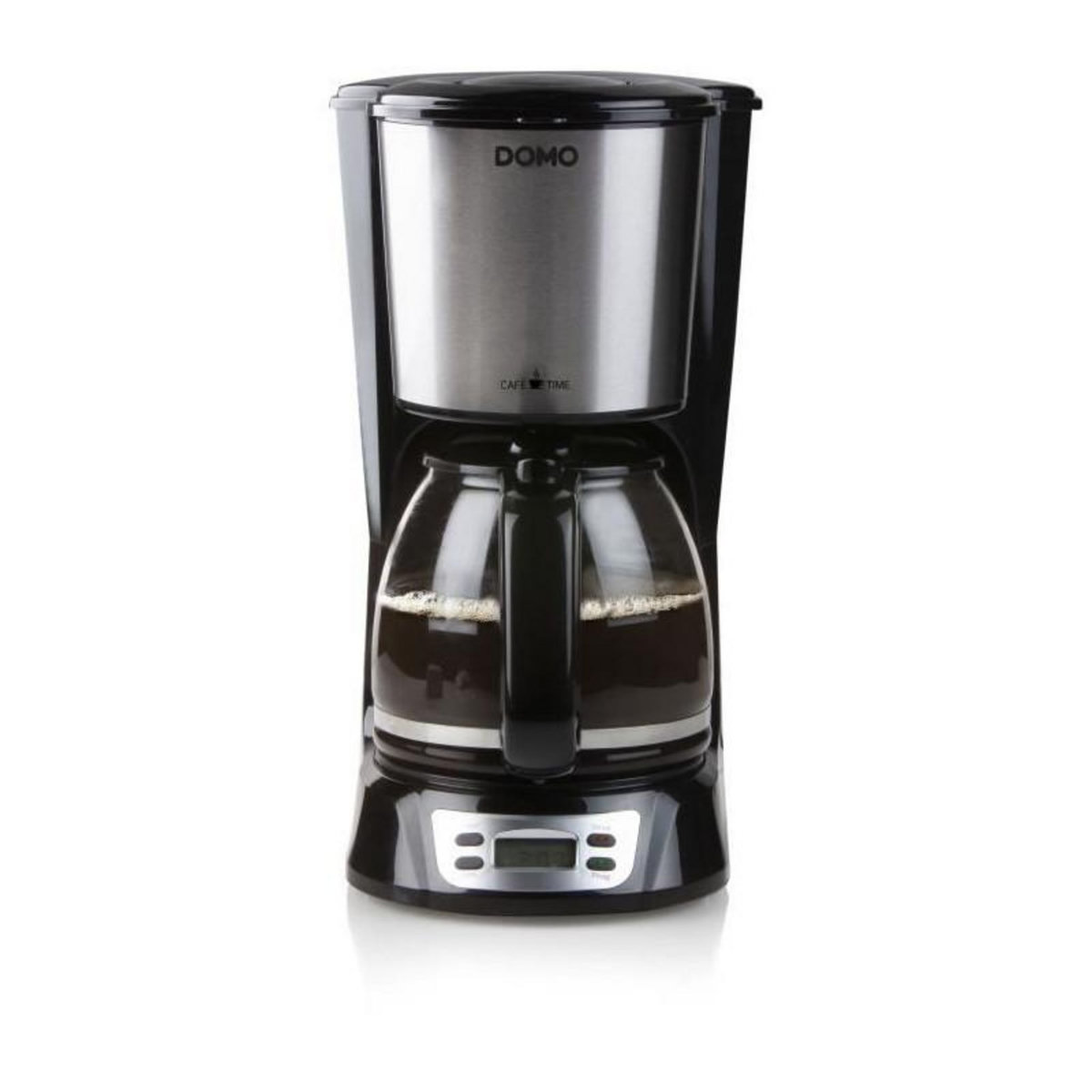 Domo Cafetiere Filtre - DOMO - DO708K - 1000 W - 1,5 L - 12 tasses - Ecran LCD - Minuteur 24 h - Noir et acier inoxydable