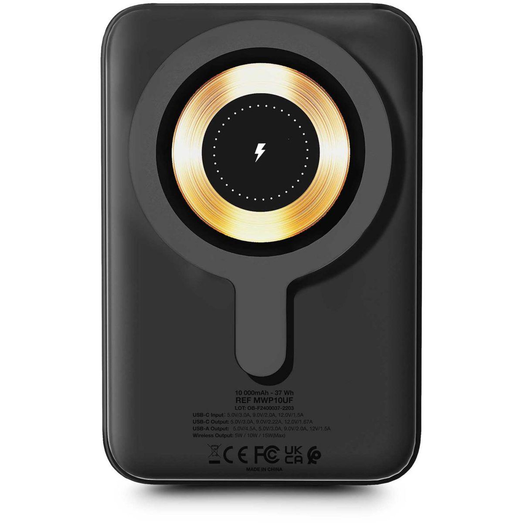 Voir la diapositive 2 : URBAN FACTORY Batterie externe 10000 mah magsafe noir