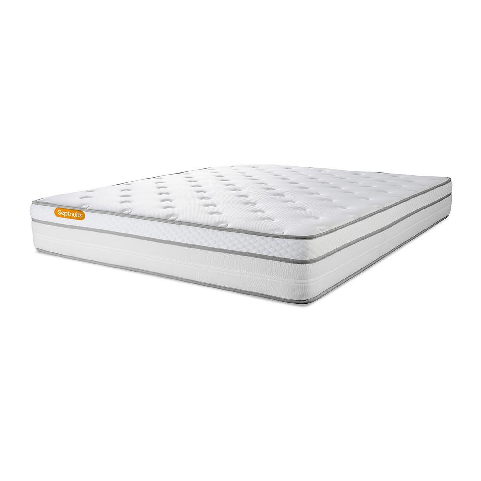 Voir la diapositive 3 : SEPTNUITS Pack matelas + sommier gris Memo Luxe Ressorts ensachés + mémoire de forme 5 zones de confort MAXI épaisseur