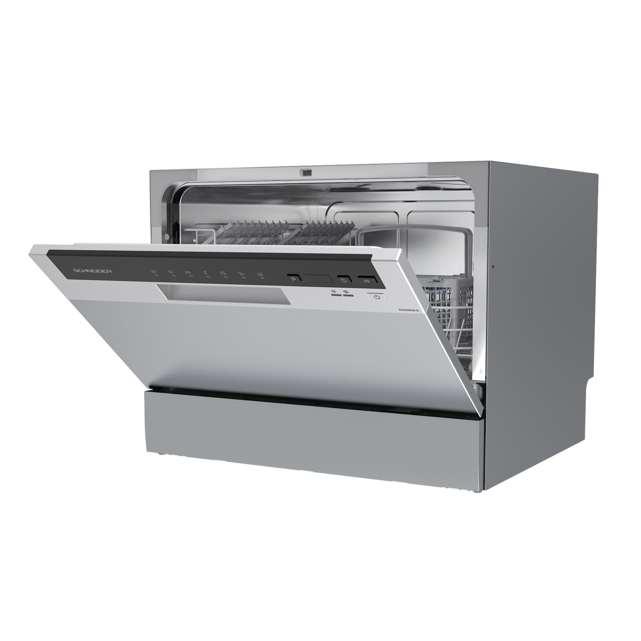 Voir la diapositive 4 : SCHNEIDER Lave-vaisselle mini 6 couverts Silver - SCDW649-S