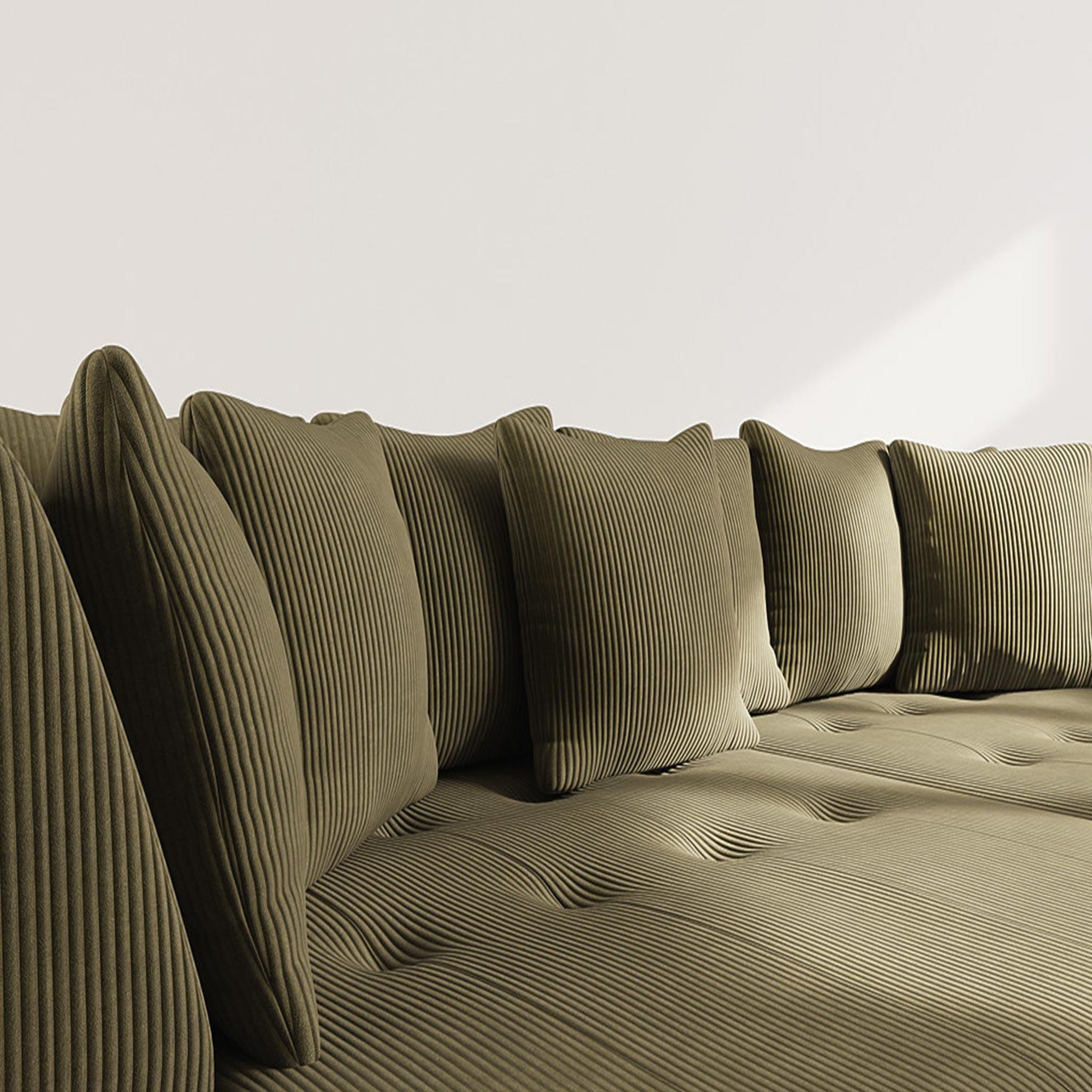 Voir la diapositive 4 : LISA DESIGN Onyx - canapé droit 4 places avec double méridienne - assise profonde - en velours côtelé