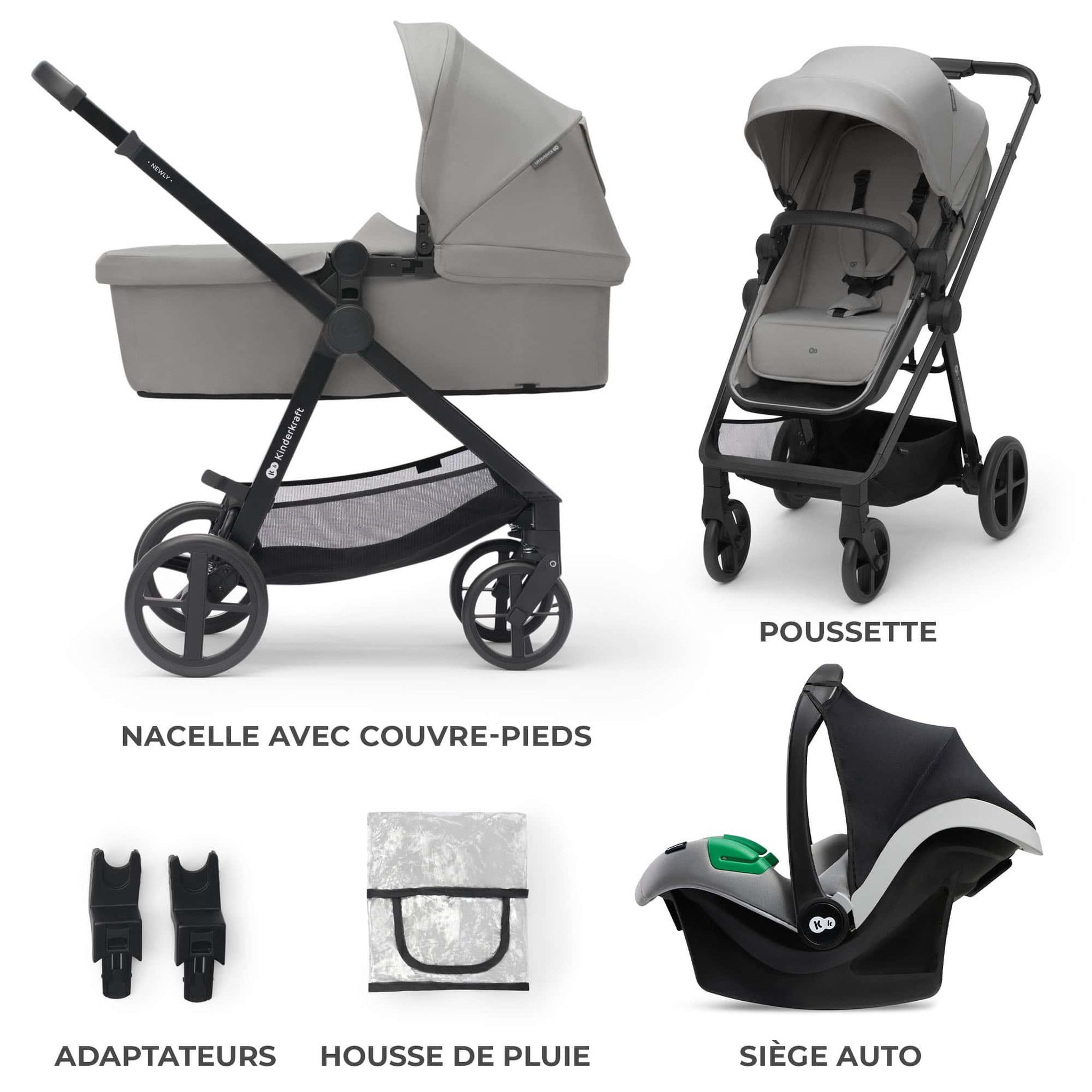 Voir la diapositive 2 : KINDERKRAFT Poussette trio newly pratique et confortable