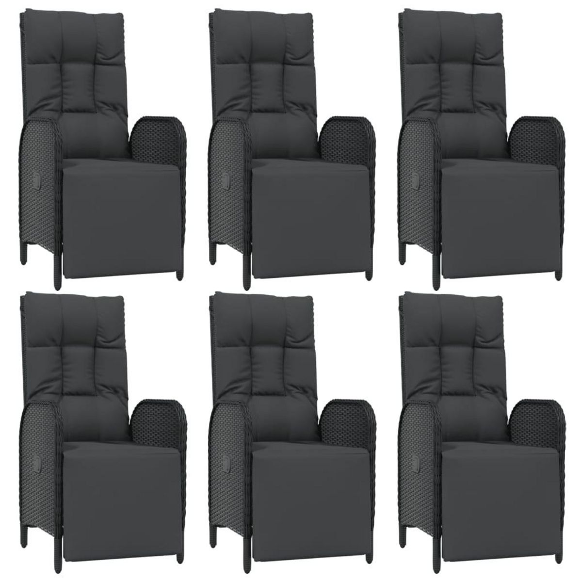 VIDAXL Ensemble a manger de jardin coussins 7pcs Noir Resine tressee