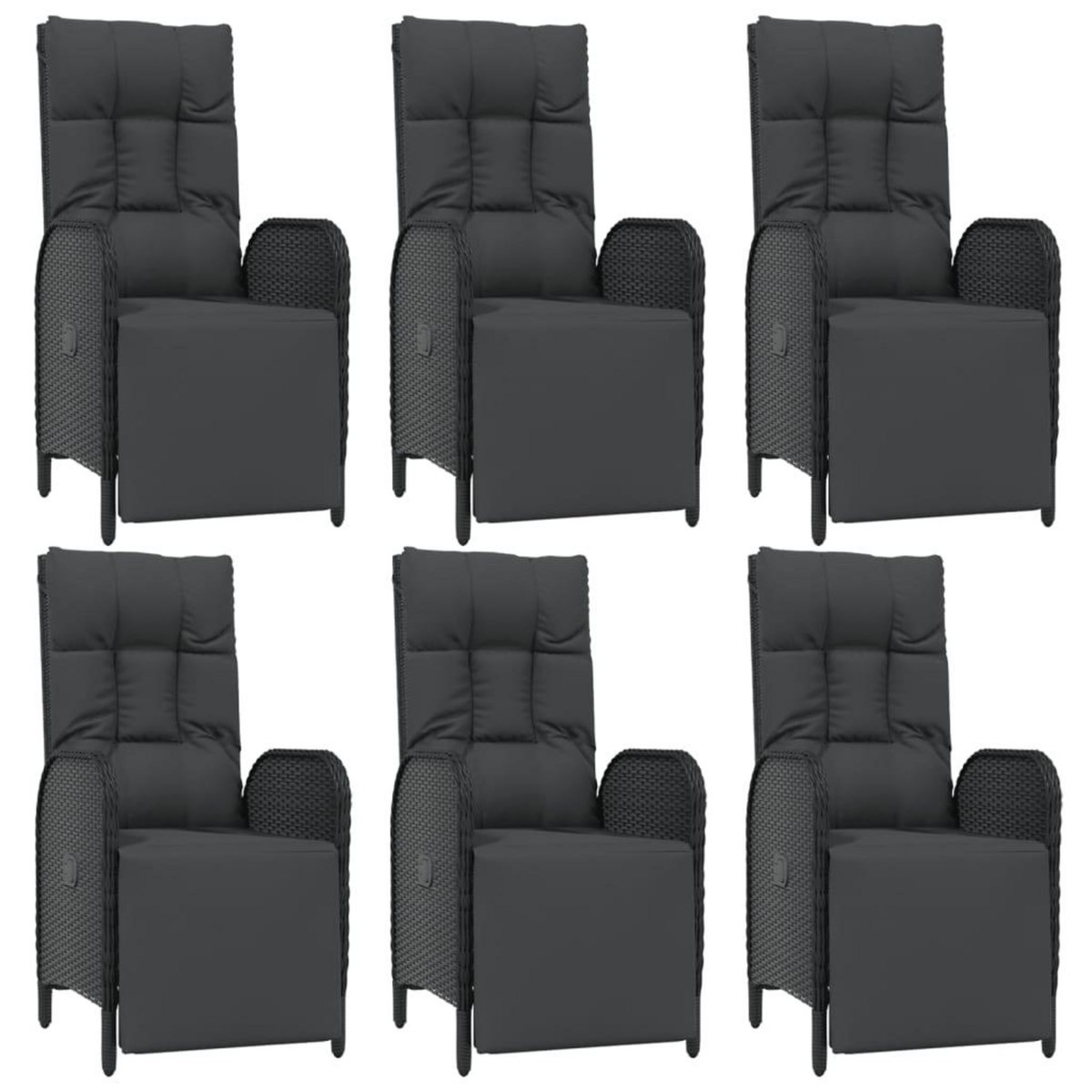 VIDAXL Ensemble a manger de jardin coussins 7pcs Noir Resine tressee