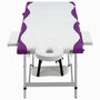 VIDAXL Table de massage pliable 3 zones Aluminium Blanc et violet