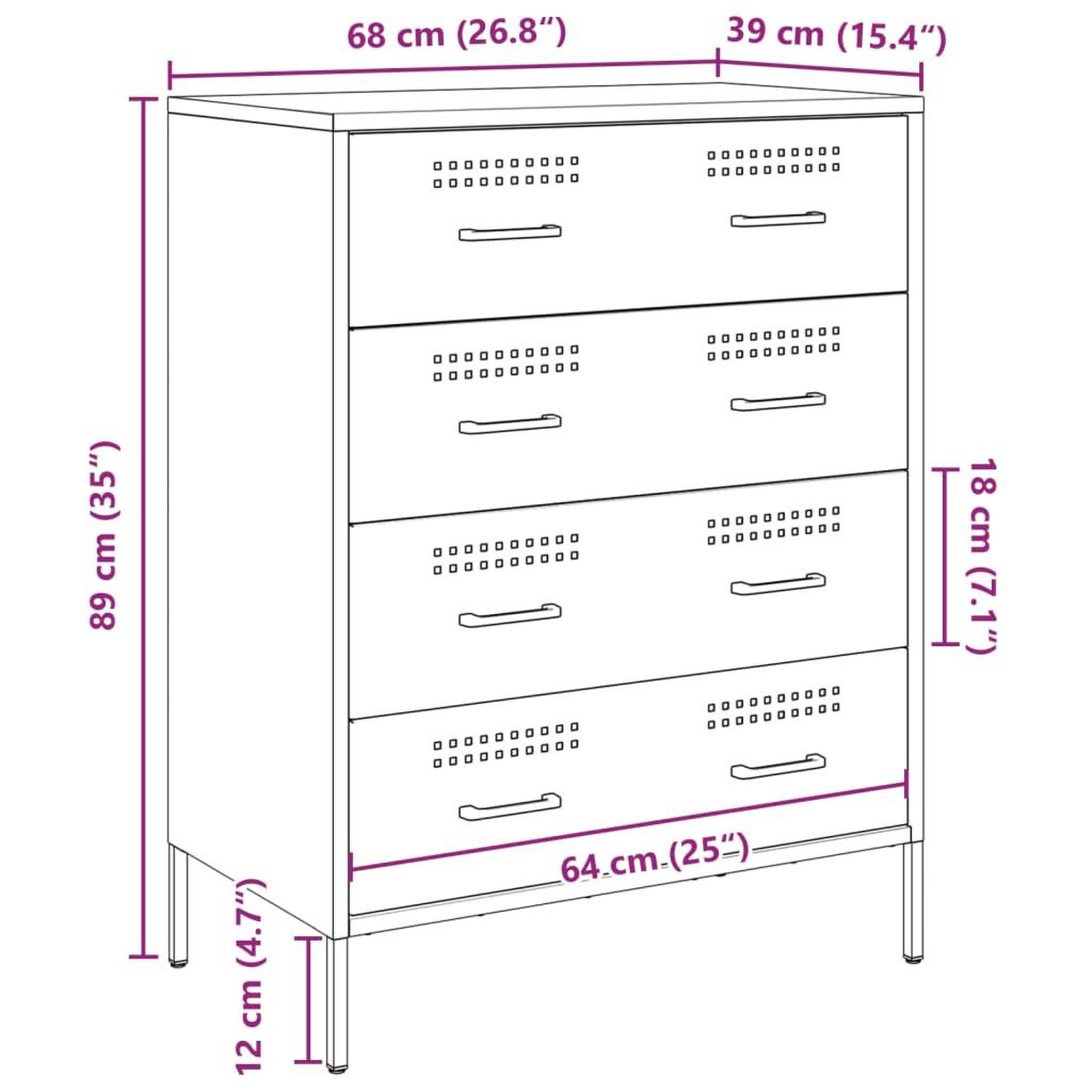 Voir la diapositive 6 : VIDAXL Buffet anthracite 68x39x89 cm acier