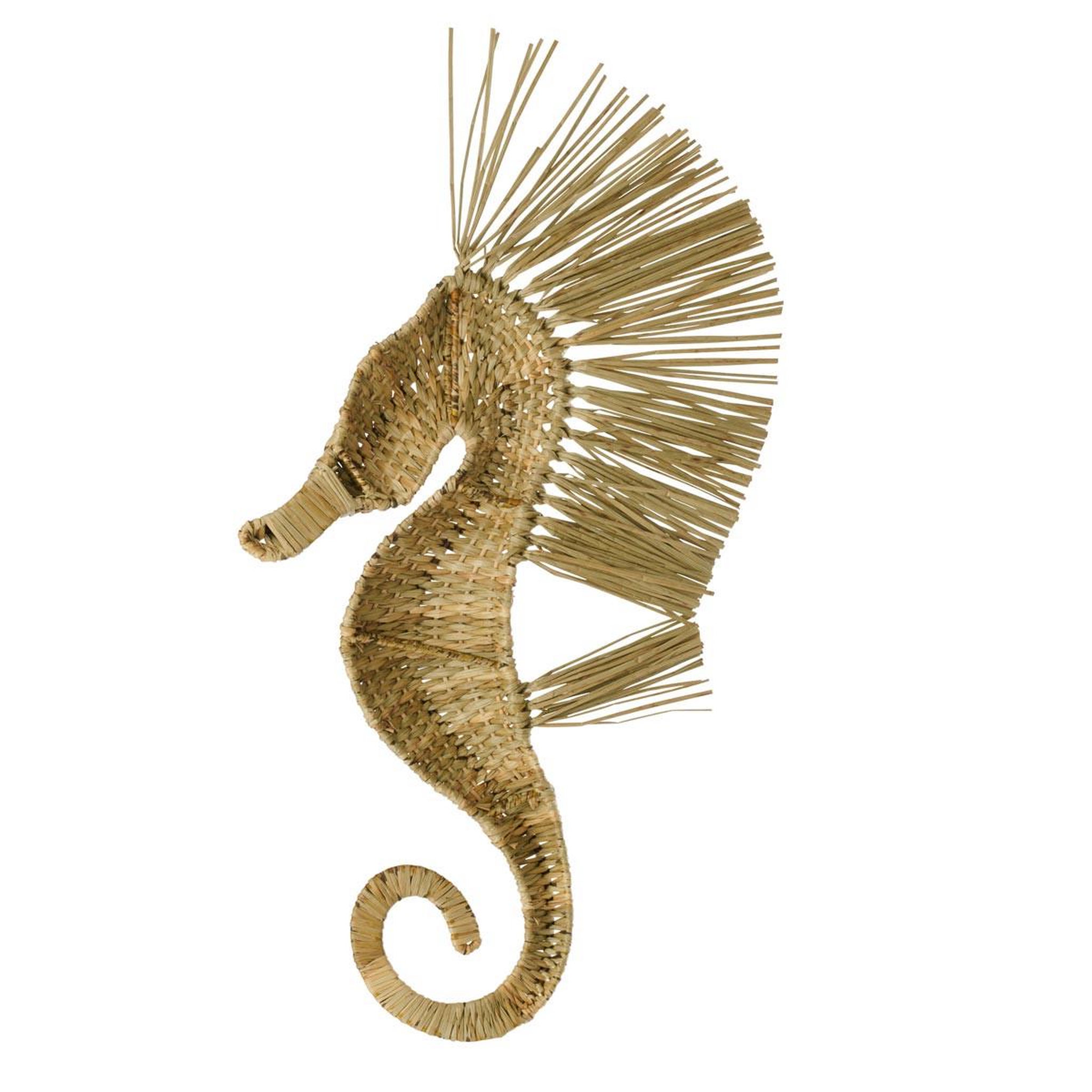 Voir la diapositive 2 : J-LINE Déco murale hippocampe herbe  nut  66cm naturel