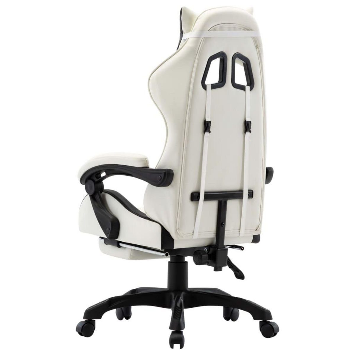 VIDAXL Fauteuil de jeux video et repose-pied Noir et blanc Similicuir
