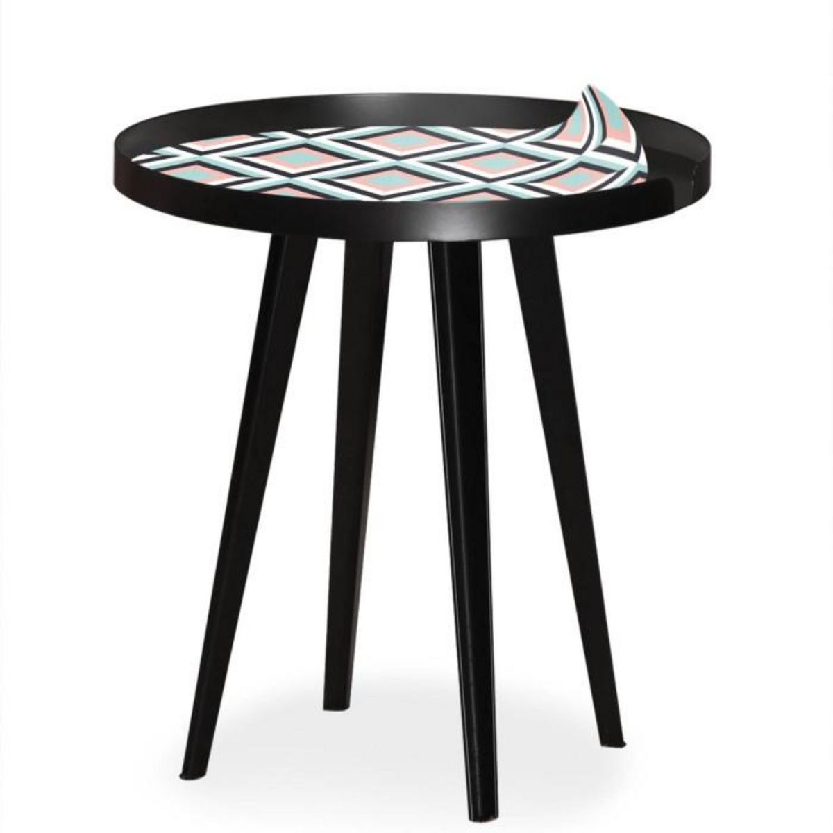 Paris Prix Table d'Appoint à Rebord 3 Covers  Scandinave  45cm Noir