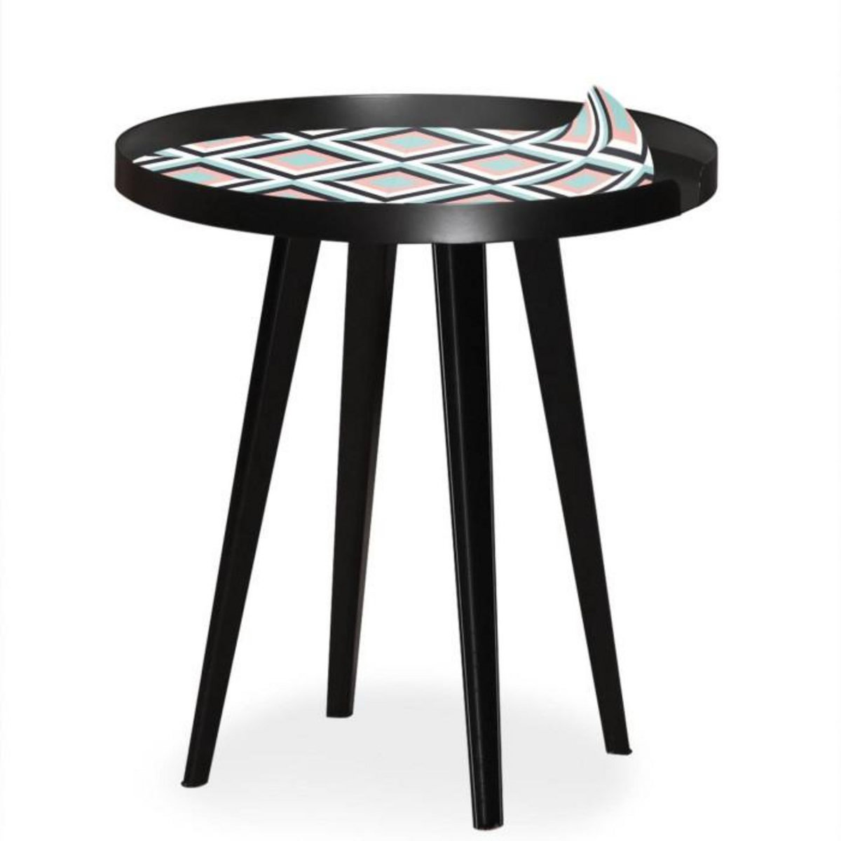 Paris Prix Table d'Appoint à Rebord 3 Covers  Scandinave  45cm Noir